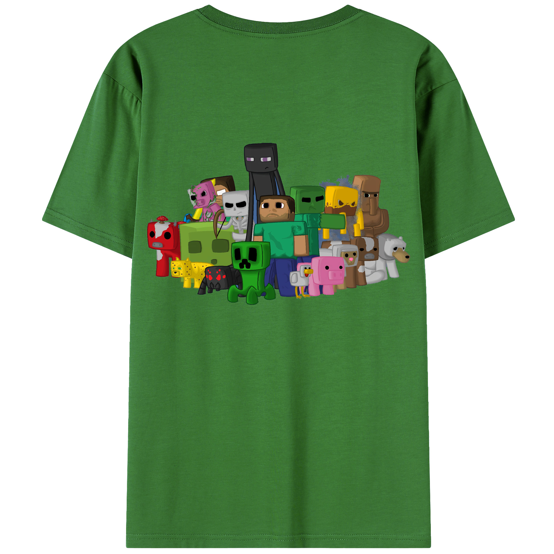 （画像用） マインクラフト ブロックの世界 Minecraft MC Block world レディース半袖Tシャツ(バックプリント)